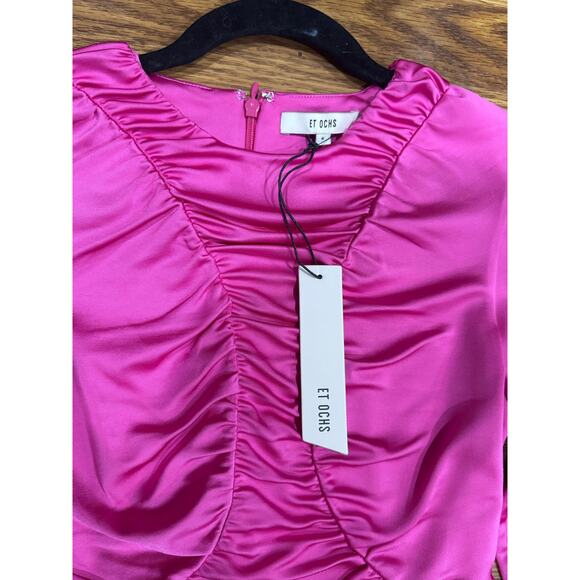 Et Ochs Keasha Magenta Stretch Ruched Jersey Midi Dress Women’s Size 6 - Picture 10 of 13